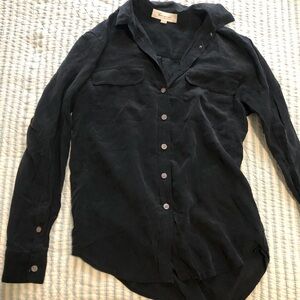 Vince Camuto black silk button up long sleeve top xxs